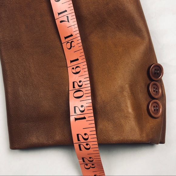 B&C Bod & Christensen Mens Jacket Coat Size 48 Brown Leather Distressed - Picture 14 of 14